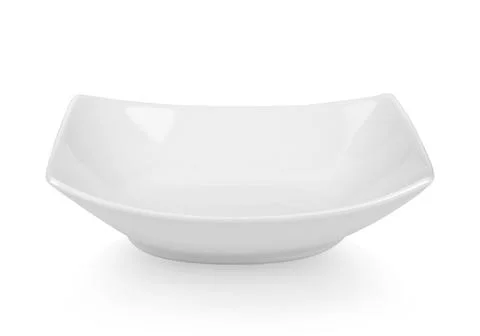 Square ceramic plate on white background. Stock Photos