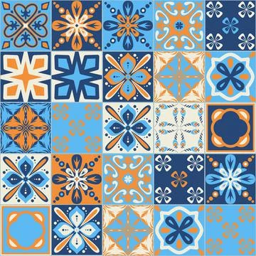 Square ceramic tile design vector illustration, seamless pattern decorative b イラスト素材