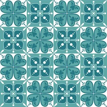 Square ceramic tile mint green in spanish portuguese style, vector illustrati Ilustración de archivo