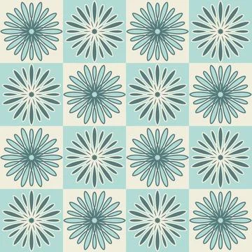 Square ceramic tiles, design flower mandala, spanish style colored tiles Illustrazione stock