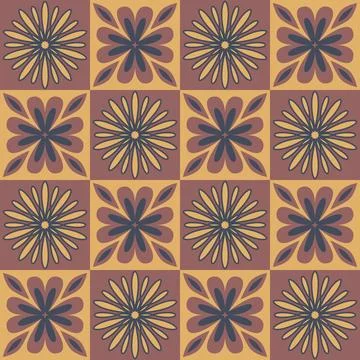 Square ceramic tiles, design flower mandala, vector illustration for design Stock Illustration