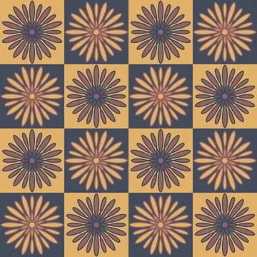 Square ceramic tiles, design flower mandala, spanish style colored tiles, v.. Stockillustratie