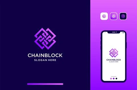 Square chain logo design. Stock Illustration