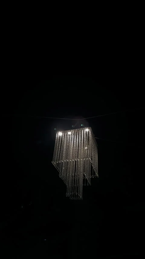 Square Chandelier with Beaded Strands Stock Footage 334494189