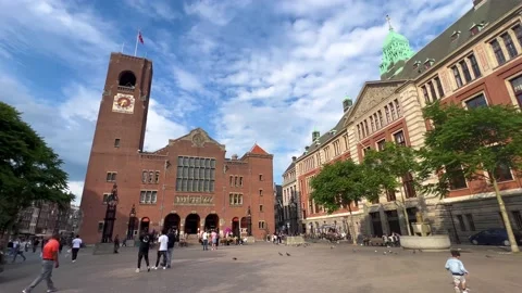Square With Chapel in Amsterdam Stock Footage 202075451