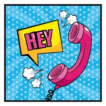 Square chat bubble with hey message and phone イラスト素材