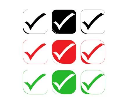 Square check mark icon set a 3D render Stock Illustration
