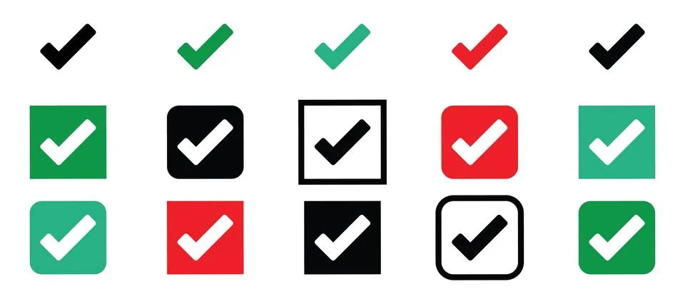 Square Checkbox Icons for Web Forms and Digital Questionnaires Stock Illustration