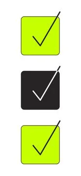 Square checkboxes with checkmarks 2D cartoon object 스톡 일러스트