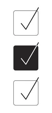 Square checkboxes with checkmarks 2D line object 스톡 일러스트