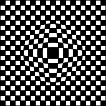 Square checkered background with illusion of bloating, vector bloating checke Stock Illustration