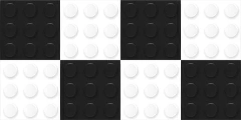 Square checkered chessboard style background made with realistic black and white Stock Illustration