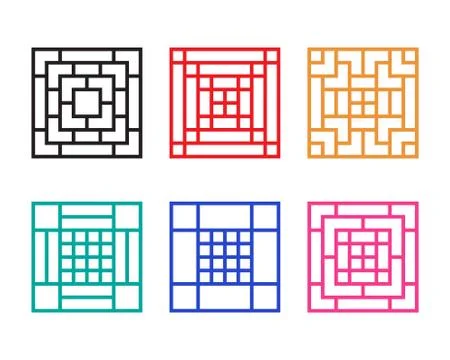 Square Chinese window with pattern Stock Illustration