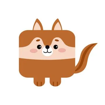 Square chipmunk forest animal face icon isolated on white background. Stock Illustration