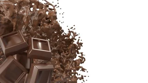 Square Chocolate Chips And Liquid Chocolate Stock Illustration