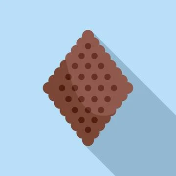 Square chocolate cracker with holes lying on blue background Illustrazione stock