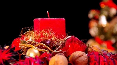Square Christmas candles Stock Footage 32558511