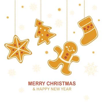 Square christmas decorative background design with gingerbread Stock Illustration
