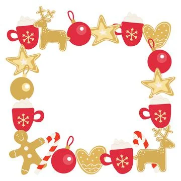 Square  Christmas frame vector. Stock Illustration