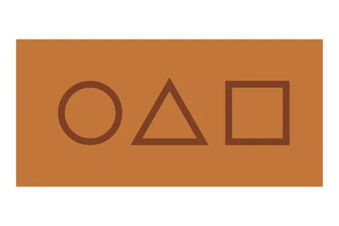 Square, circle, and triangle shapes on brown background as invitation card Stock Illustration