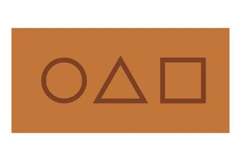 Square, circle, and triangle shapes on brown background as invitation card Stock Illustration
