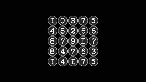 Square of circles with the changing numbers in 4k video. Stock Footage 152768229