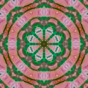 Square A circular pattern with colorful feathers digital Foto stock