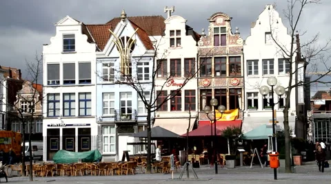 Square in the city of Bruges Stock Footage 51983874
