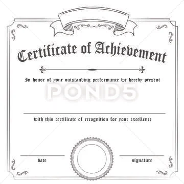 Square classic retro certificate of achievement paper template background Stock Illustration