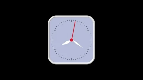 Square clock animation with red second hand. Square clock minimalist time d.. Stock Footage 337622063