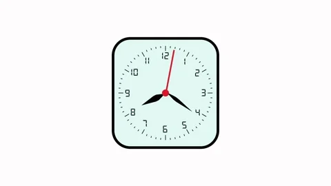 Square clock animation on white background. Square clock red second hand ti.. Stock Footage 337622066