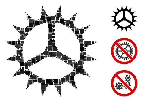 Square Clock Cog Icon Vector Mosaic Illustrazione stock