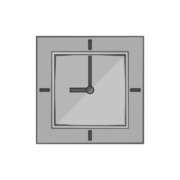 Square clock icon, black monochrome style Stock Illustration