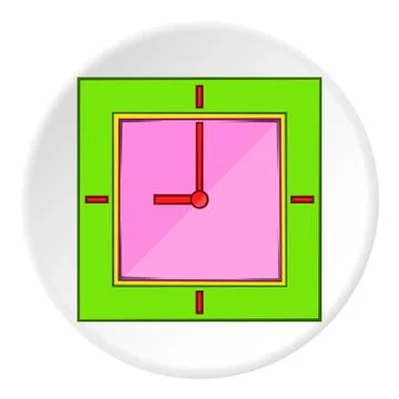 Square clock icon, cartoon style Stock Illustration