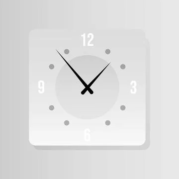 Square clock icon in flat style Illustrazione stock