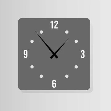Square clock icon in flat style Stock Illustration