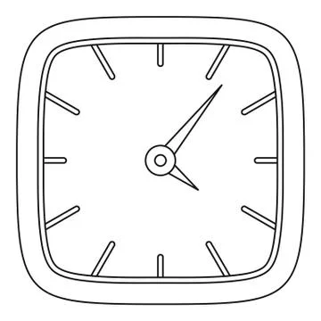 Square clock icon, outline style. Stock Illustration
