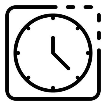 Square clock icon, outline style Illustrazione stock