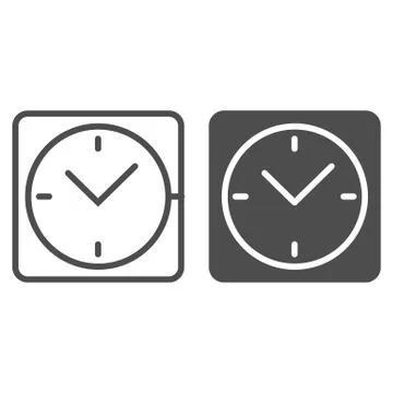 Square clock line and glyph icon. Desk watch vector illustration isolated on Stock Illustration