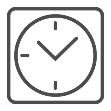 Square clock line icon. Desk watch vector illustration isolated on white. Clock Stock Illustration