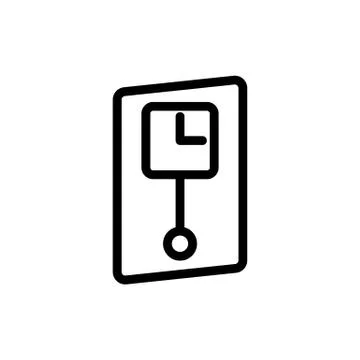 Square clock with pendulum icon vector outline illustration 스톡 일러스트