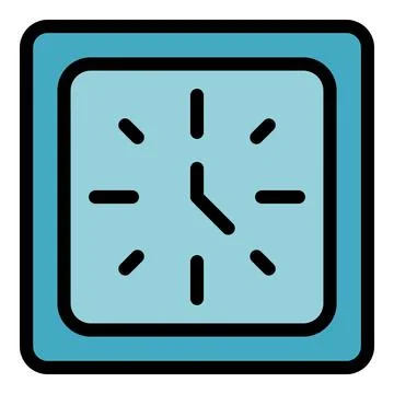 Square clock showing time with hour and minute hands Stock Illustration