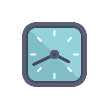 Square clock telling time with hour and minute hands Stock Illustration