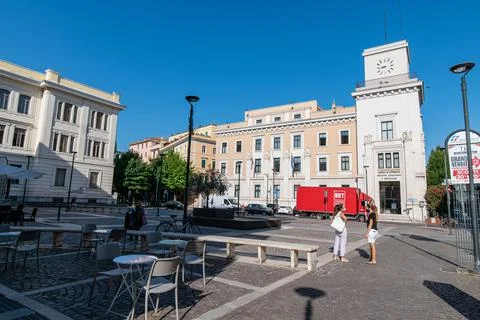 Square the clock in terni and the chamber of commerce Foto stock