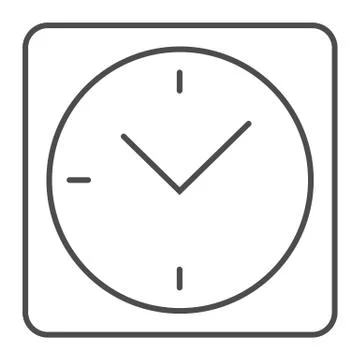 Square clock thin line icon. Desk watch vector illustration isolated on white Stock Illustration