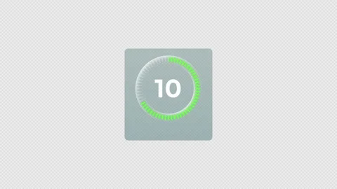 Square clock timer counts down 14 seconds, countdown, alpha channel Stock Footage 239246577