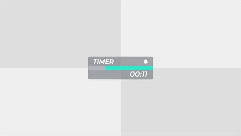 Square clock timer counts down 14 seconds, countdown, graphics, clock, alpha Stock Footage 239246835