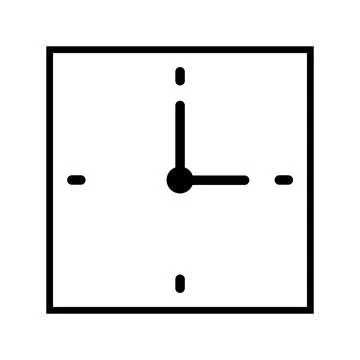 Square clock, white transparent clock face square arrow icon - Vector Illustrazione stock