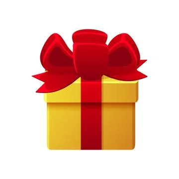 Square closed gift box with bow for games. Stock Illustration