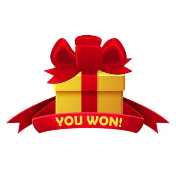 Square closed gift box with you won for games. Stock Illustration